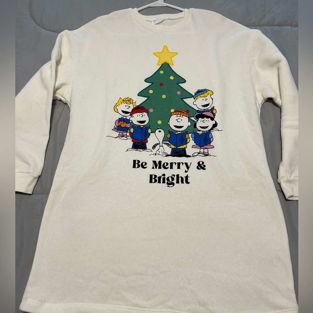 Grayson Social Juniors Peanuts Sleep Shirt Tunic Holiday - Picture 5 of 9
